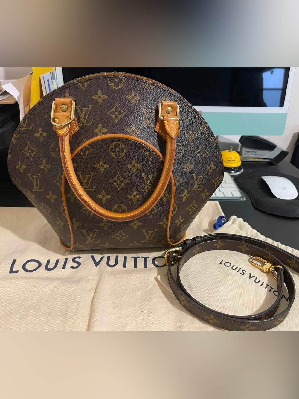 Louis Vuitton Monogram Ellipse PM Satchel with Vachetta Trim